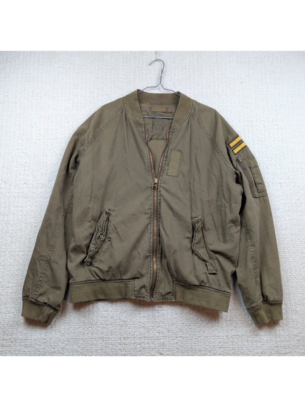 Y2K American Eagle Bomber Jacket Olive Green Zip Military Flight MA-1 Men Sz XL
